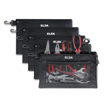 ELDA Tool Bag with Zipper Waterproof Organizer and Storage for Men Heavy Duty Tool Pouch Multi-Purpose Clip on Zipper Pouch Tote Bag,5pack