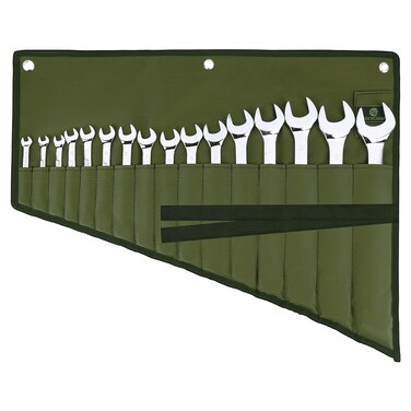 ROCKCOON Wrench Roll Organizer 16 Pockets, Wrench Pouch Roll Up with Water Proof Oxford Cloth, Tool Roll Bag for Wrenches Organization, Green