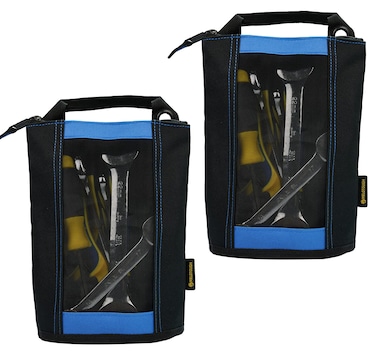 MELOTOUGH Utility Canvas Zipper Tool Bag - Fastener Bag Heavy Duty Mesh Window, Hanging Grommets (Blue 2 pack&iuml;&frac14;&permil;