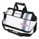 HURRICANE 16 inch Wide Mouth Tool Bag with Water Proof Molded Base with Extra Shoulder Strap, Upgrade Version, Racing theme-White, Multi Pockets, Large Inner Space