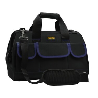 FASTECH 20 Inch Tool Bag, Waterproof Wide Mouth Tool Kit, Heavy Duty Tool Bag Organizer With Shoulder Straps, Tool Storage Package For Men/Women (20IN DarkBlue)