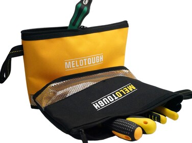 Melo Tough Multi Tool Pouch Small Tool Bag Zipper Bag Zipper Pouches, Durable Storage Organizer Tote Bag 2 Pack (Black&amp;Yellow)