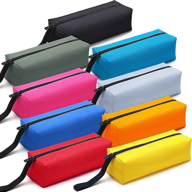 9 Packs Small Tool Pouch Zipper Tool Bags Canvas Waterproof Versatile Hand Zippered Tool Pouches Heavy Duty Multipurpose Zipper Tool Pouch Tote Bag for Organizer Storage (11.8 x 3.9 x 3.9 Inch)