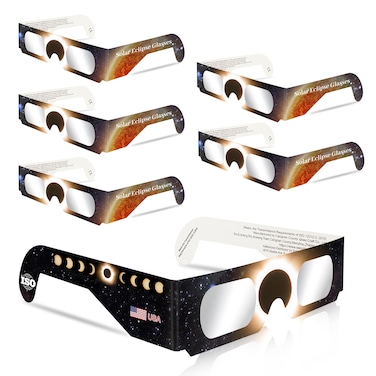 QONBINK Solar Eclipse Glasses Approved 2024 - CE &amp; ISO 12312-2:2015(E) Certified Safe Shades for Direct Sun Viewing for Eclipse (6 Pack)
