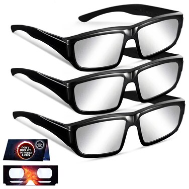 Andbasis 3 Pack Solar Eclipse Glasses 2024 Approved Plastic Eclipse Glasses ISO 12312-2:2015(E) &amp; CE Certified Safe Shades for Direct Solar Eclipse Viewing