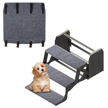 3 Pack RV Step Covers, 22 Inch RV Step Rug with Buckle, RV Stair Covers Wrap, Camper Step Covers Best Fits 8-11" Deep Camper Stairs, RV Step Rugs Gray-Blue, Kid &amp; Pet Friendly