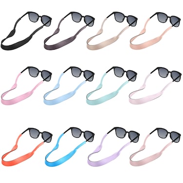 Flutesan 12 Pcs Sunglasses Strap Floating Neoprene Eyewear Retainer Adjustable Glasses Strap Sports Soft Eyeglasses Strap Anti Slip Glasses Holder Strap for Women Men Sports Outdoors Water Activities