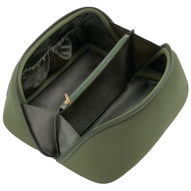 Yarnic Travel Makeup Bag Cosmetic Bag, Large Capacity Toiletry Bag for Women, Portable Pouch CuteMake Up Organizer with Divider and Handle, Neoprene Olive Green