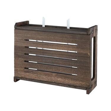BEARUT Wooden Router Shelf Wall Mount WiFi Router Storage Box Modem Cable Router Cover Organized Power Strip Cable Management Hider Rack Need Assembly 14.9 * 9.8 * 5.4 in (L* H * W)