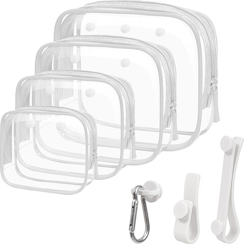 4 Packs Clear Bogg Bog Accessories Beach Tote Bag Suitable for Bogg Bag Insert Bag Cellphone Phone Holder Clear Makeup Bags Toiletry Bag Key Holder for Bogg Bag, Accessories for Bogg Bags (White)