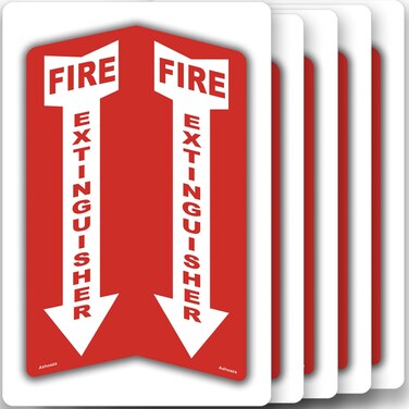 Ashoaza Fire Extinguisher Sign, Strong Self Adhesive, Safety Sticker Signs Vinyl, 3D Fire Extinguisher for Home, Office or Boat, All Weather UV Resistant (5Packs)