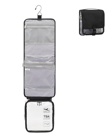 Relavel Travel Toiletry Bag for women with Detachable TSA Approved Toiletry Bag, Compact Hanging toiletry bag with Small Carry On 3-1-1 Clear Waterproof Travel Bags for Toiletries