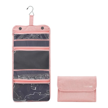 Big Hippo Toiletry Bag, Hanging Toiletry Travel Bag for Men &amp; Women, Water-resistant Makeup Cosmetic Bag Travel Organizer(Pink)