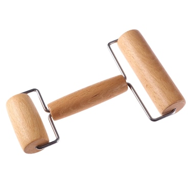 MAGICLULU 1pc Embossing Rolling Pin T- Shaped Wooden Rolling Pin Wooden Double- Ended Rolling Pin Pizza Dough Roller Non Stick Dough Roller for Pasta Cookie Dough Bakery Cookies
