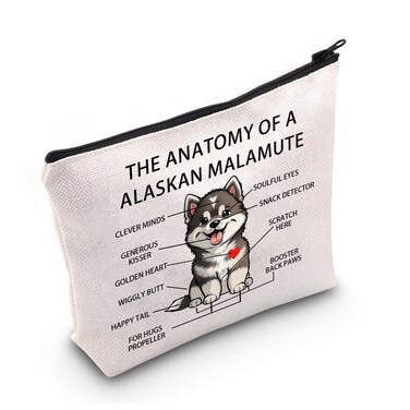 Funny Alaskan Malamute Lovers Gifts The Anatomy of A Alaskan Malamute Clever Minds Cosmetic Bags Alaskan Malamute Veterinary Mom Travel Toiletry Bags (Alaskan)