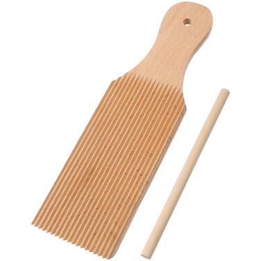 Cabilock Gnocchi Pasta Board Rolling Pin: Gnocchi Stripper Wooden Butter Paddles Spaghetti Macaroni Pasta Board Kitchen Tool 1 Set