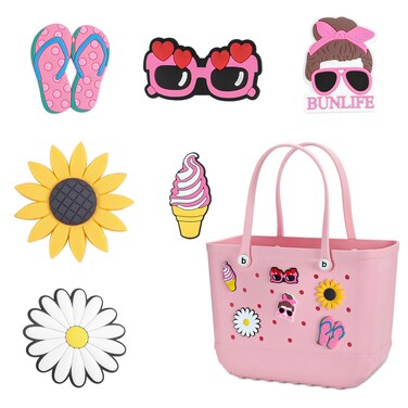 Elieke Charms for Bogg Bags, PVC Rubber Totes Inserts Charms Accessories for Women Beach Bag Tote Handbag Decoration (Bunlife Series)