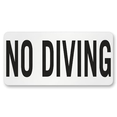 SmartSign 5.75 x 11.75 inch &acirc;&euro;&oelig;No Diving&acirc;&euro; Adhesive Pool Safety Marker/Sign, 20 mil Laminated Vinyl with Anti-Skid Pebbled Surface, Black and White, Made in USA