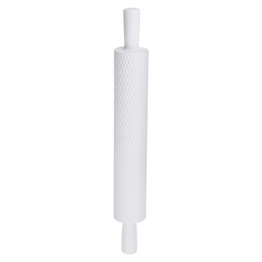 HARFINGTON Pattern Embossed Rolling Pin 14.57" x 1.97" Rhombus 3D Pattern PP Plastic Non-Stick Embossing Textured Rolling Pins for Baking Cookie Fondant Pastry Clay Dough, White