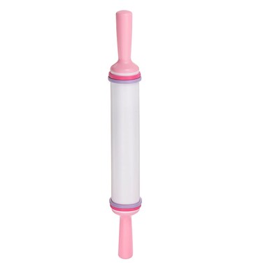 HARFINGTON Fondant Rolling Pin 14.57" x 1.57" Adjustable Guide Non-Stick Flat Pattern with Handle PP Plastic Fondant Roller Dough Roller Rolling Pins for Baking Cookie Pastry Clay
