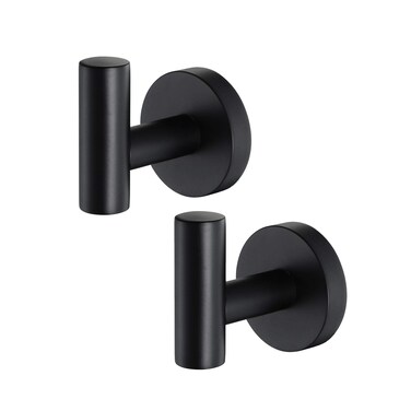 Hanging Hooks for Bathroom Towel Hooks Holder Bathroom Hangers and Hooks Wall Hooks Robe Clothes Coat Hook Shower Hooks Bathrobe Hanger Modern Kitchen Accessories Stainless Steel, Matte Black,2 Pack