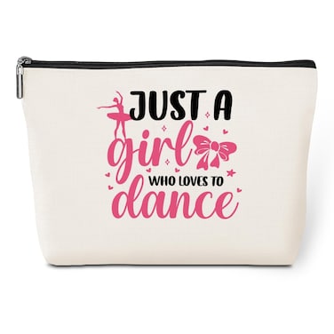 Cute Girl Loves Dance Makeup Bag Dance Gifts Funny Dancer Ballet Lovers Gift Elegant Recital Gifts for Dancing Women Friend Girls Team Sister Travel Toiletry Bag for Birthday Christmas Appreciation