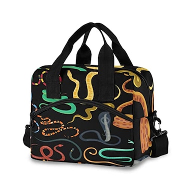 Glaphy Snake Animals Black Lunch Bag Insulated Lunch Box Tote Food Container Meal Prep Cooler Handbag