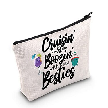 TSOTMO Cruise Vacation Trip Gift Cruising Zipper Pouch Toiletry Bags Boozing Gift For Alcohol Lover Cruise Cruising Makeup Bag Gift (Cruising Boozing)