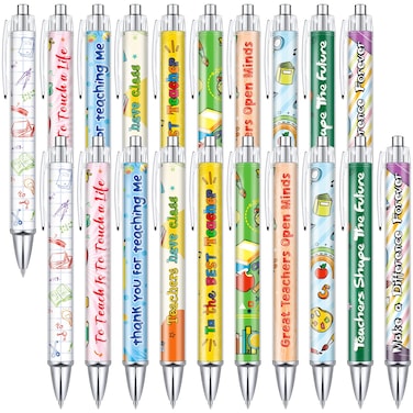 Geyoga 20 Pcs Teacher Ballpoint Pens Appreciation Teacher Gifts Inspirational Quotes Teacher Pens Cute Black Ink Pens Best Teaching Gift for Teacher Writing Stationery School Office Supplies