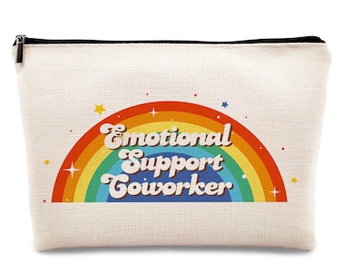 kdqua Emotional Support Coworker Makeup Bag, Coworker Leaving Gifts Work Gifts for Coworker, Coworker Thank You Gifts Employee Appreciation Gift Linen Cosmetic Bag Zipper Travel Toiletry Bag