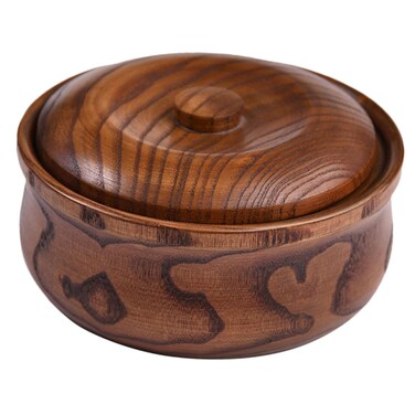 OFFSCH Wooden Salad Bowl with Lid Serving Bowl for Salad Fruits Pasta and More Includes Serving Utensils Elegant Food Container for Kitchen and Dining