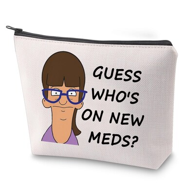 ZJXHPO Bob's Gayle Guess Cosmetic Bag Guess Who's On New Meds Makeup Bag With Zipper Gayle Of Burgers Toiletry Bag (Guess Meds)
