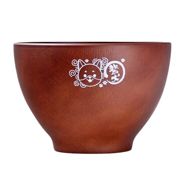 Brown Plastic Lacquer Bowl with Shiba Inu Design, Authentic Japanese Lacquerware, Cute Bowls for Soup, Noodles, and Rice, 4 Inches