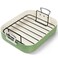 MICHELANGELO Nonstick Ceramic Roasting Pan with Rack, Turkey Roasting Pan with Ceramic Coating, Turkey Roaster Pan with Stainless Steel Rack, 15 Inch x 13 Inch - Green