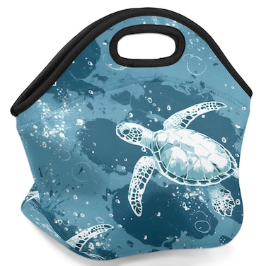 ADTASU Turtles Neoprene Lunch Bag, Neoprene Lunch Tote, Washable Insulated Neoprene Lunch Bags Picnic Bag Lunch Container Box Organizer for Outdoor Travel