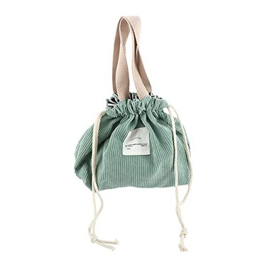 Leadigol Lunch Tote Pouch,Corduroy Canvas Lunch Box Drawstring Picnic Tote,Reusable Small Cute Lunch Bag,Food Storage Bags,for Work Picnic or Travel