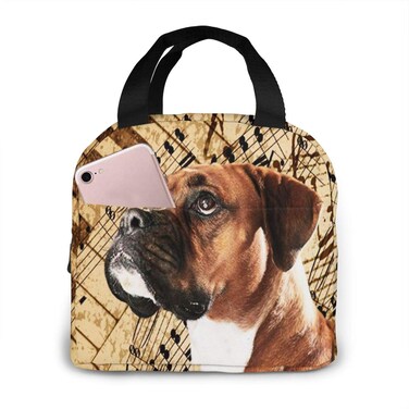 Insulated Lunch Bag for Women Men Boys Girls Lovely Boxer Dog Music Notes Piano, Reusable Lunch Tote Lunch Box Organizer Cooler Bag Container for School Work Travel Picnic