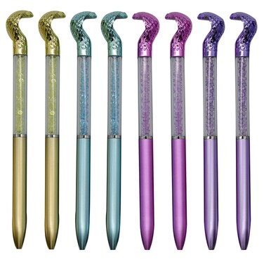 Maydahui 24 PCS Snake Shaped Ballpoint Pens Novelty Cobra Pen Retractable Bling Rhinestones Pen Colorful Crystal Quicksand Pens Black Ink for School Party Home