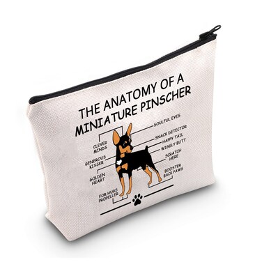 LEVLO Funny Miniature Pinscher Lovers Gifts The Anatomy of A Miniature Pinscher Clever Minds Cosmetic Bags Miniature Pinscher Veterinary Mom Travel Toiletry Bags(Miniature Pinscher)