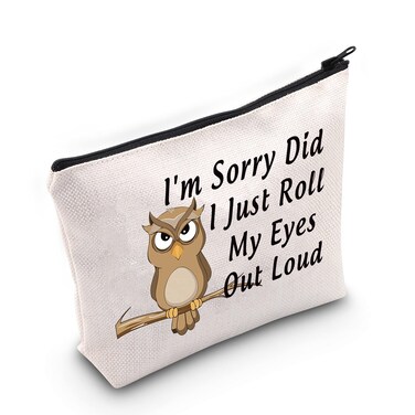 JNIAP Cute Owl Cosmetic Bag Owl Lover Gift I'm Sorry Did I Just Roll My Eyes Out Loud Makeup Pouch Owl Animal Travel Toiletry Bag (Roll My Eyes Bag)