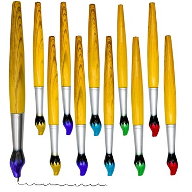 Lopenle 25PCS Novelty brush Shape Pens Bamboo Brush Pens Wooden Ballpoint Pens For Art Artists School Office Party Stationery Christmas