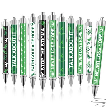 Yeaqee 48 Pcs Mental Health Awareness Pens Motivational Retractable Pen Therapist Mental Health Courage Faith Ballpoint Pen 1.0 mm Black Ink for Office Charity Mental Health Accessories Favors Items