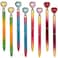 Maydahui 12 PCS Colorful Heart Shaped Ballpoint Pens Retractable Bling Rhinestones Pen Black Ink for Girls School Office Party