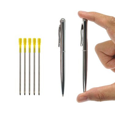 ESSSO 2-Pack Mini Pens with 5 Pen Refills &amp; Pen Pouch - Rotating Refill Mechanism Metal Pocket Pen,Only 100mm in Size EDC Retractable Pens for Note Taking,Perfect Gifts for Students From Teachers