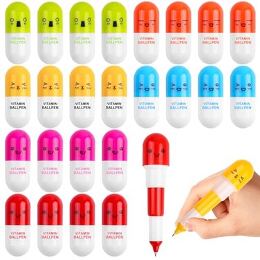 SunAngel Pill Shaped Pens Retractable Ball Pens,Vitamin Capsule Pens,Nurses Week Office Supplies (40)