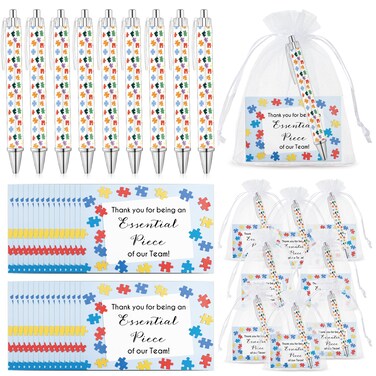 Chivertion 35 Sets Team Gifts for Employees 35 Puzzle Pens Thank You Pens Bulk Retractable Ballpoint Pen 35 Thank You Cards and Organza Bags Team Appreciation Gifts for Coworker Team Staff Colleague