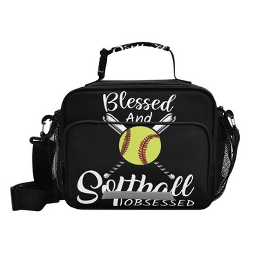 Glaphy Softball Baseball Lunch Bag, Cooler Lunch Tote Box Insulated Lunch Bags Food Container for Men Women Kids