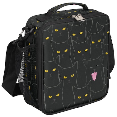 Cute Black Cat Kids Lunch Bag for Boy Girl Kitten Insulated Lunch Box Cooler Lunch Tote Bag Thermal Bag with Adjustable Shoulder Strap for School Work Picnic