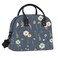 Clastyle Blue Flower Large Insulated Lunch Box Bag for Women Adult, Lightweight Lunch Cooler Bag with Strap for Picnic Work Office