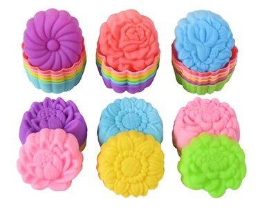 Mirenlife Reusable Silicone Baking Cups, 2 Inch Mini Size Silicone Cupcake Liners for baking, Multi Flower Shapes reusable Muffin Liners, Pack of 36, Multicolor
